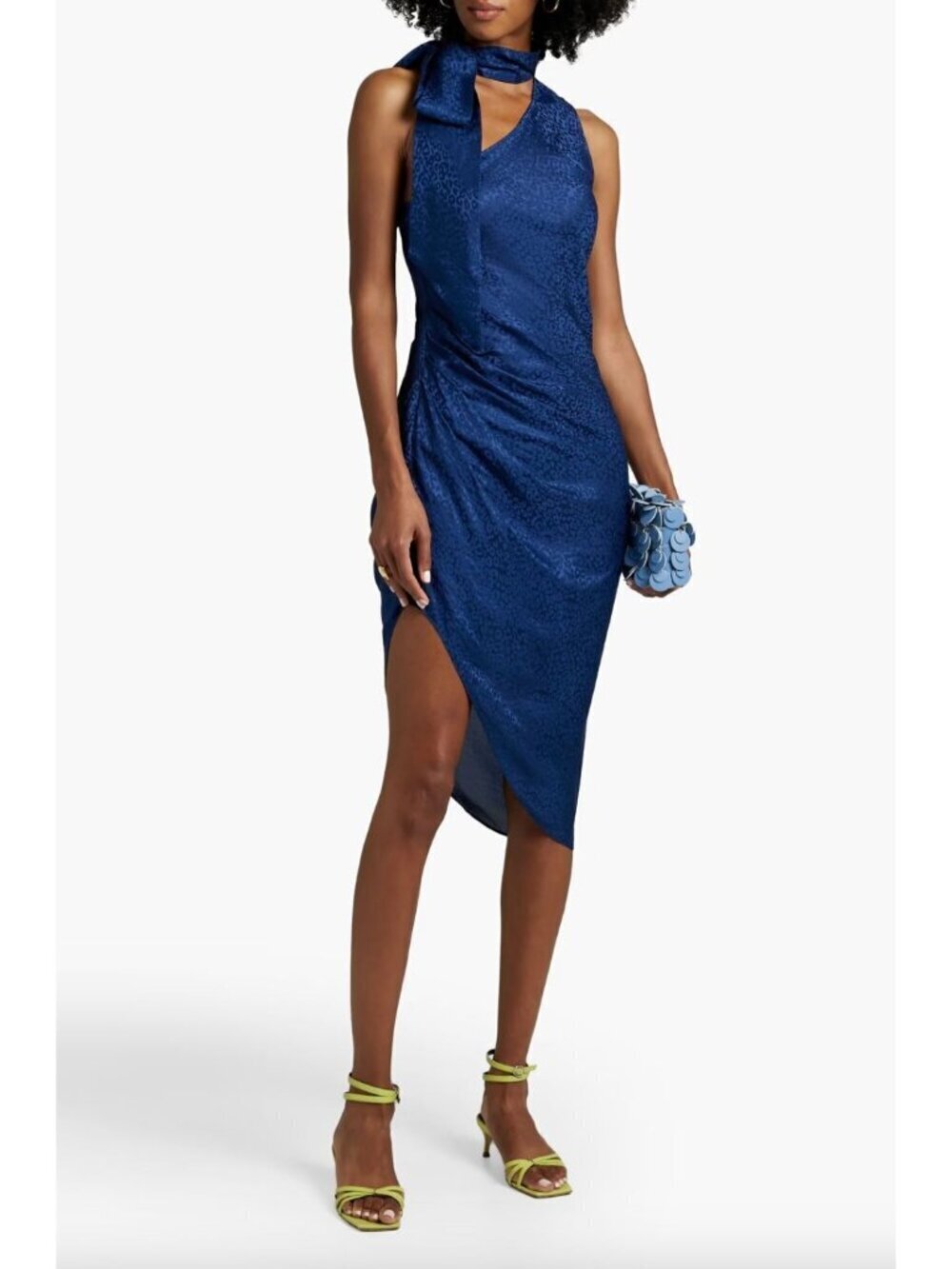 Ronny Kobo Zoey Silk Mini Dress SLATE Blue Womens Size Medium